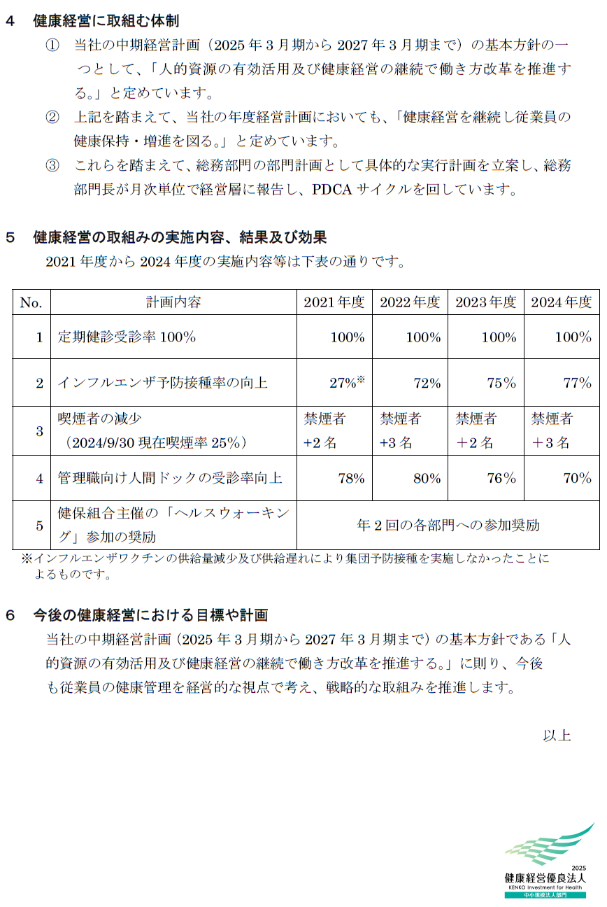 健康経営への取組2ページ目